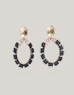 Abstract Flower Oorbellen Zwart