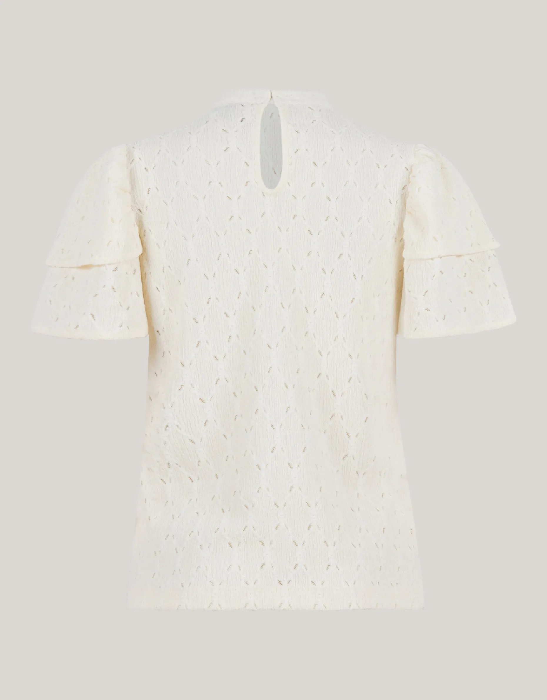 Ajour Ruffle Top Gebroken Wit