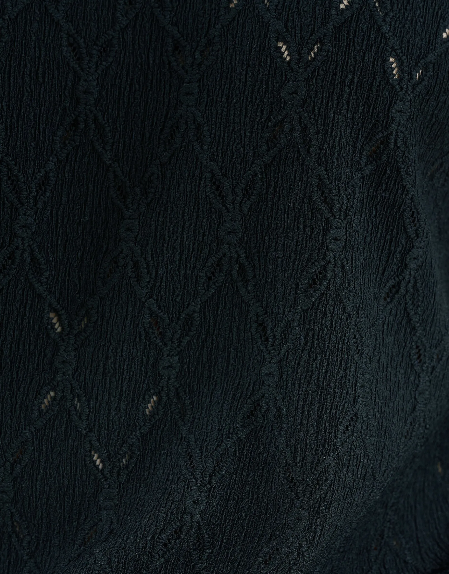 Ajour Ruffle Top Zwart