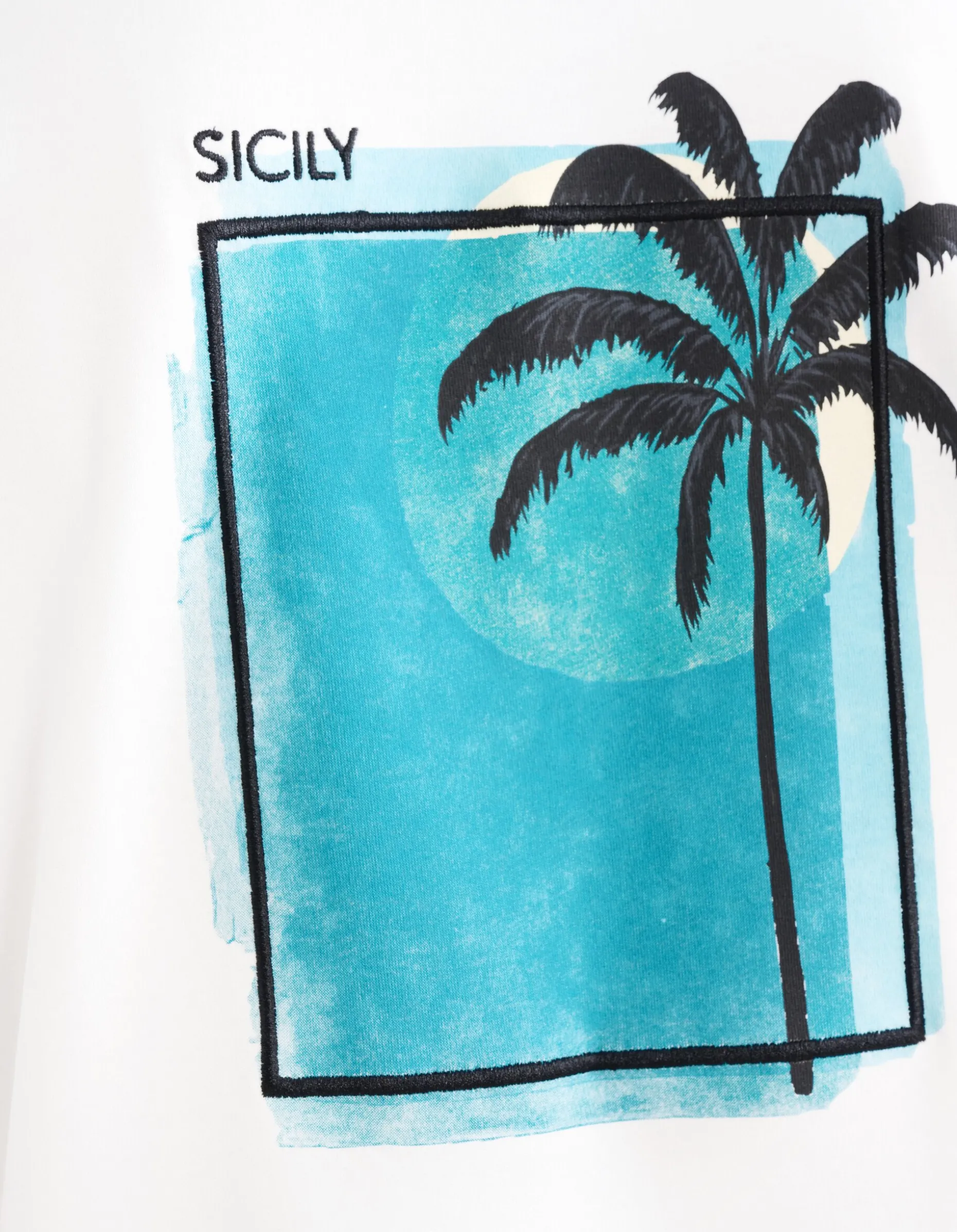 Artwork Embroidery T-shirt Gebroken Wit