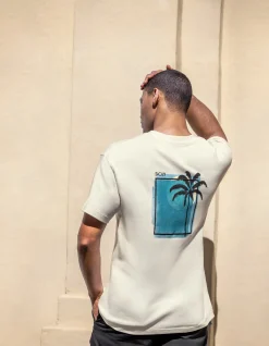 Artwork Embroidery T-shirt Gebroken Wit