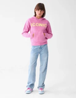 Artwork Gebreide Hoodie Roze