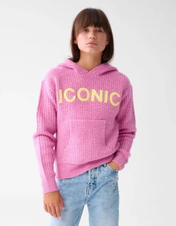 Artwork Gebreide Hoodie Roze