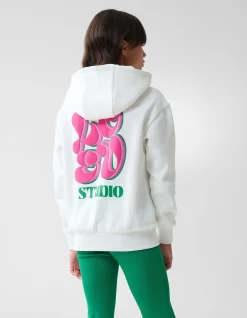 Artwork Hoodie Gebroken Wit