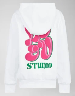 Artwork Hoodie Gebroken Wit