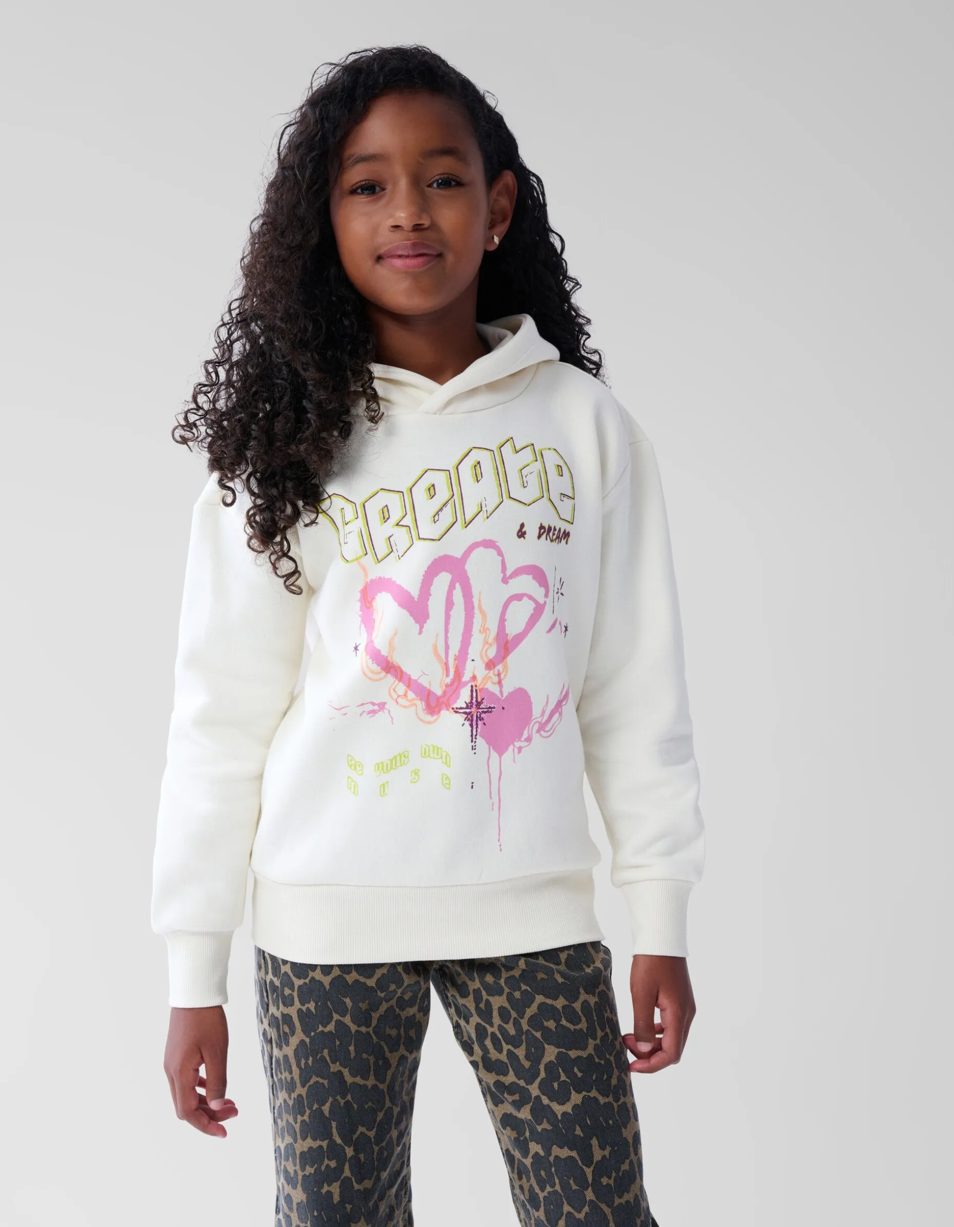 Artwork Hoodie Gebroken Wit