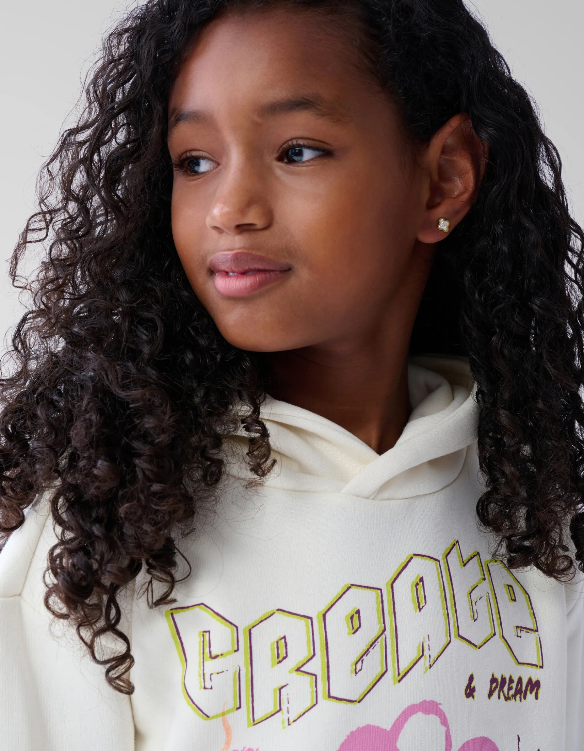 Artwork Hoodie Gebroken Wit