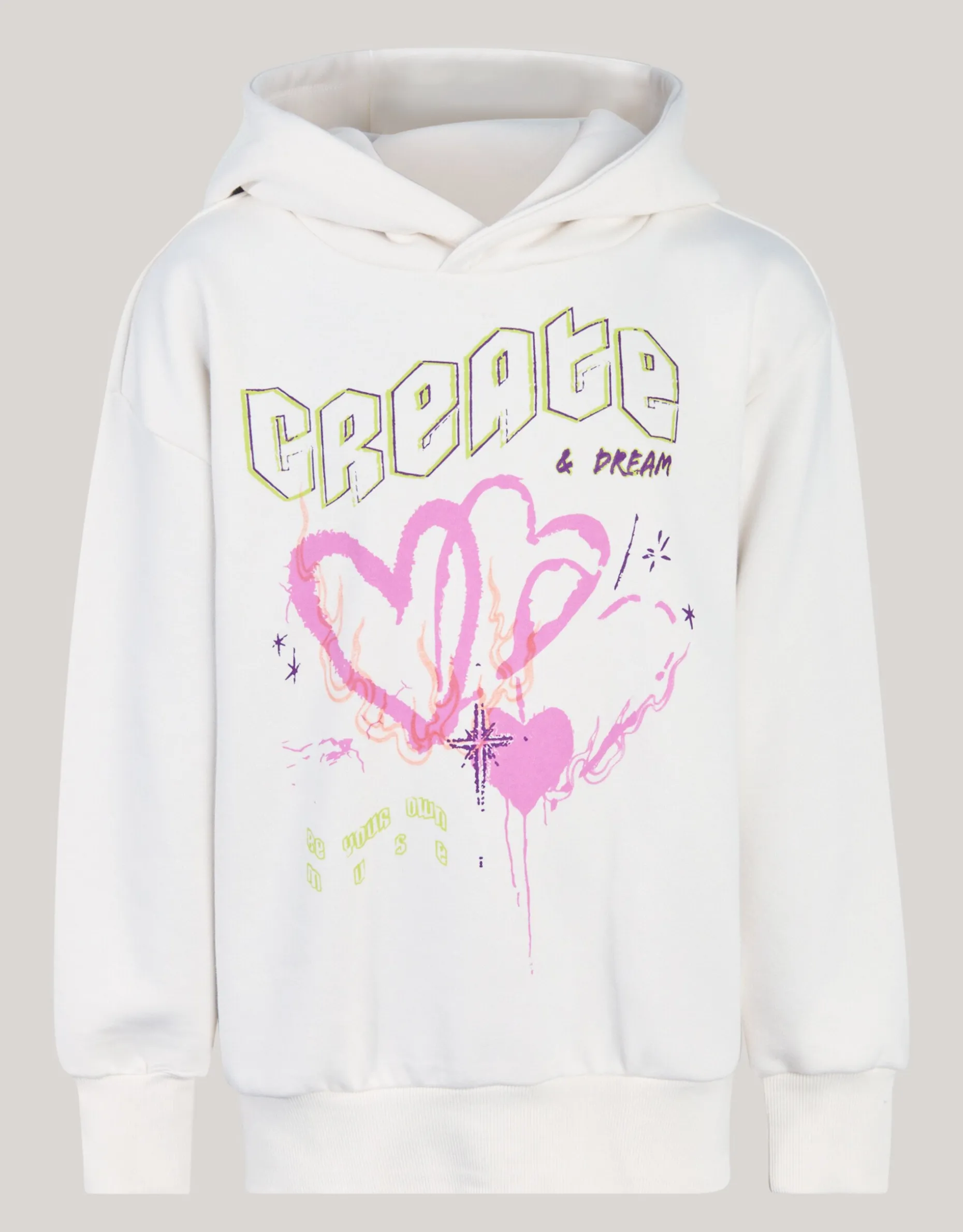 Artwork Hoodie Gebroken Wit