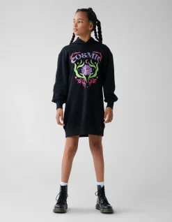 Artwork Hoodie Jurk Zwart