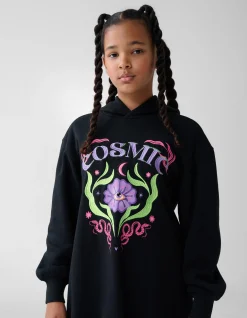 Artwork Hoodie Jurk Zwart