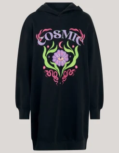 Artwork Hoodie Jurk Zwart