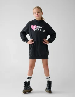 Artwork Hoodie Jurk Zwart