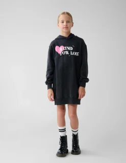 Artwork Hoodie Jurk Zwart