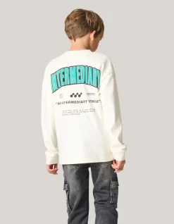 Artwork Longsleeve Gebroken Wit