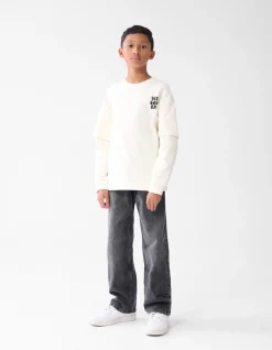 Artwork Longsleeve T-shirt Gebroken Wit