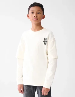 Artwork Longsleeve T-shirt Gebroken Wit