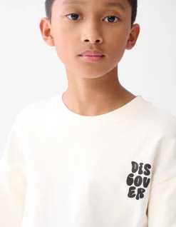 Artwork Longsleeve T-shirt Gebroken Wit