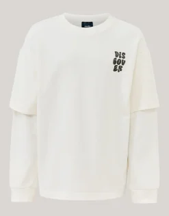 Artwork Longsleeve T-shirt Gebroken Wit