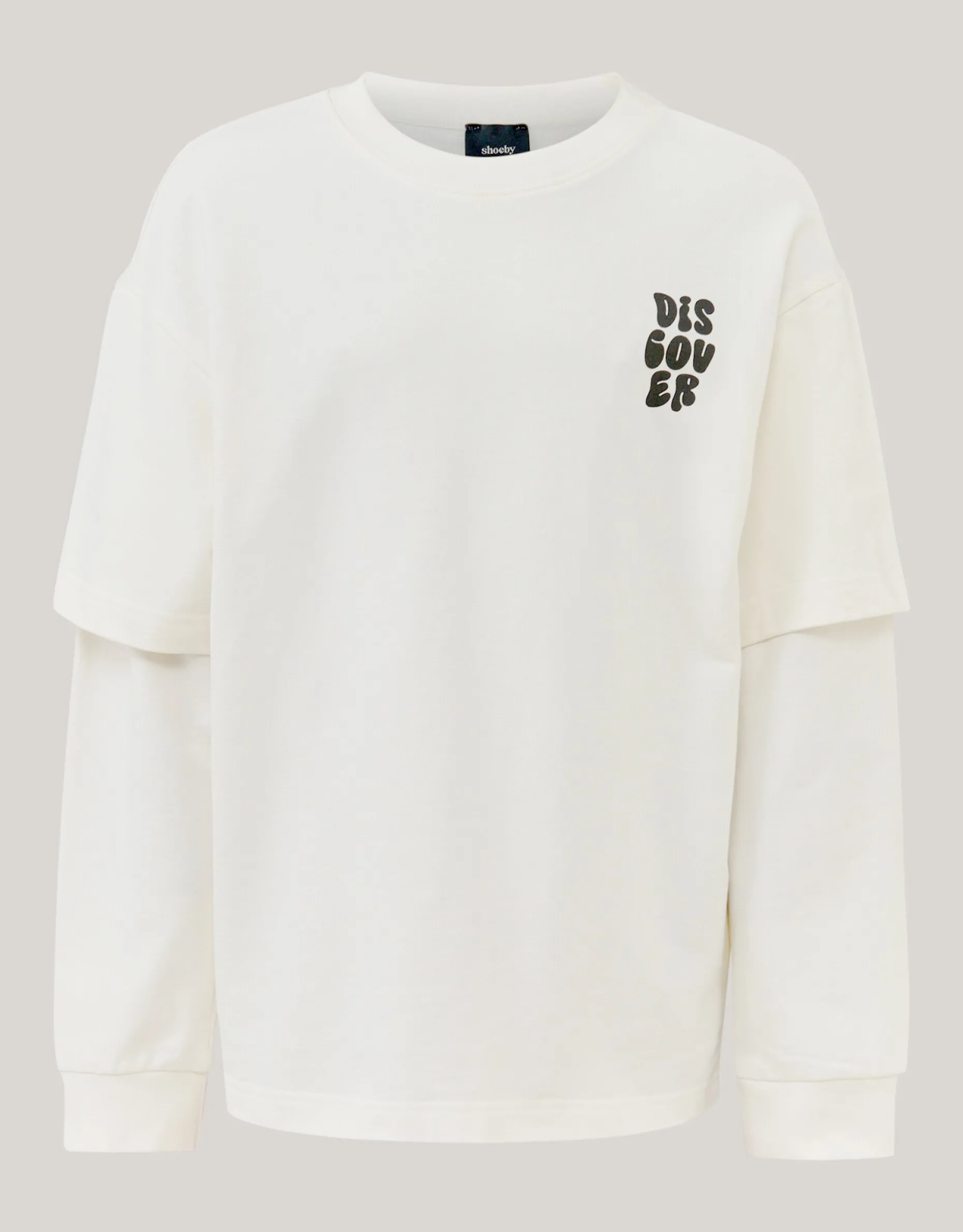 Artwork Longsleeve T-shirt Gebroken Wit