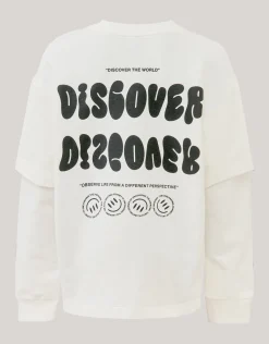 Artwork Longsleeve T-shirt Gebroken Wit