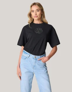 Artwork Strass T-shirt Zwart