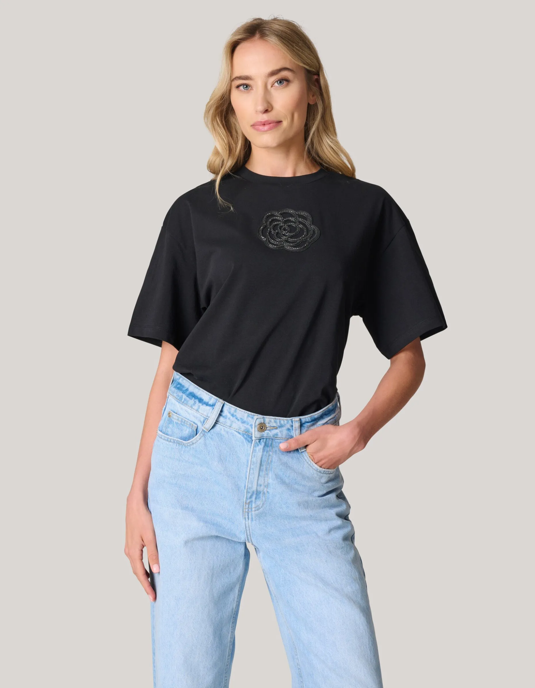 Artwork Strass T-shirt Zwart