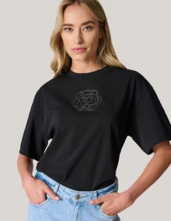 Artwork Strass T-shirt Zwart