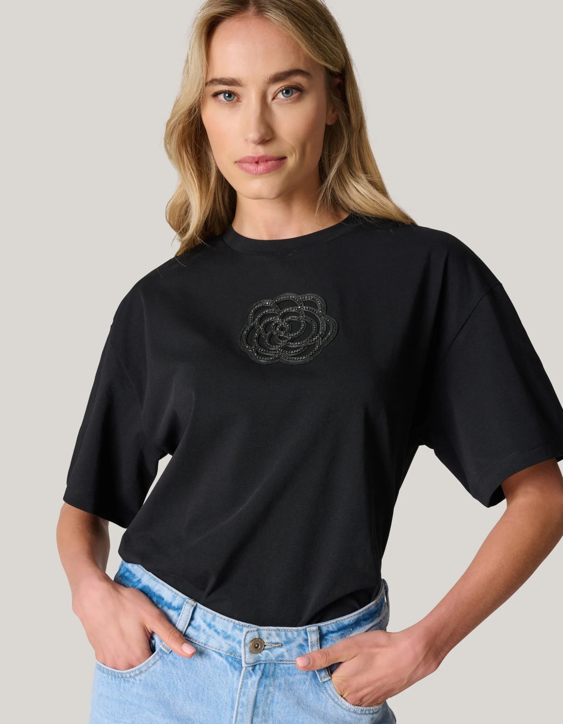 Artwork Strass T-shirt Zwart