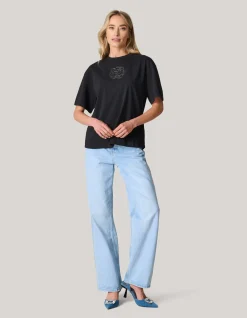 Artwork Strass T-shirt Zwart