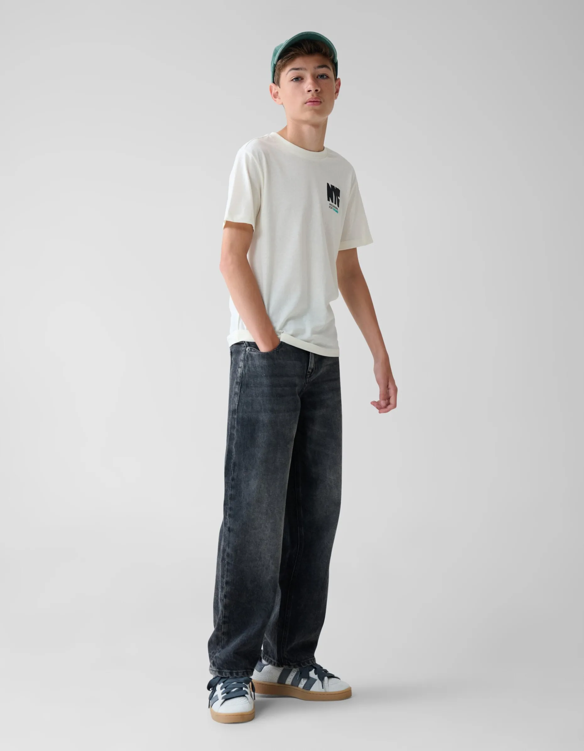 Baggy Fit Jeans Donkergrijs