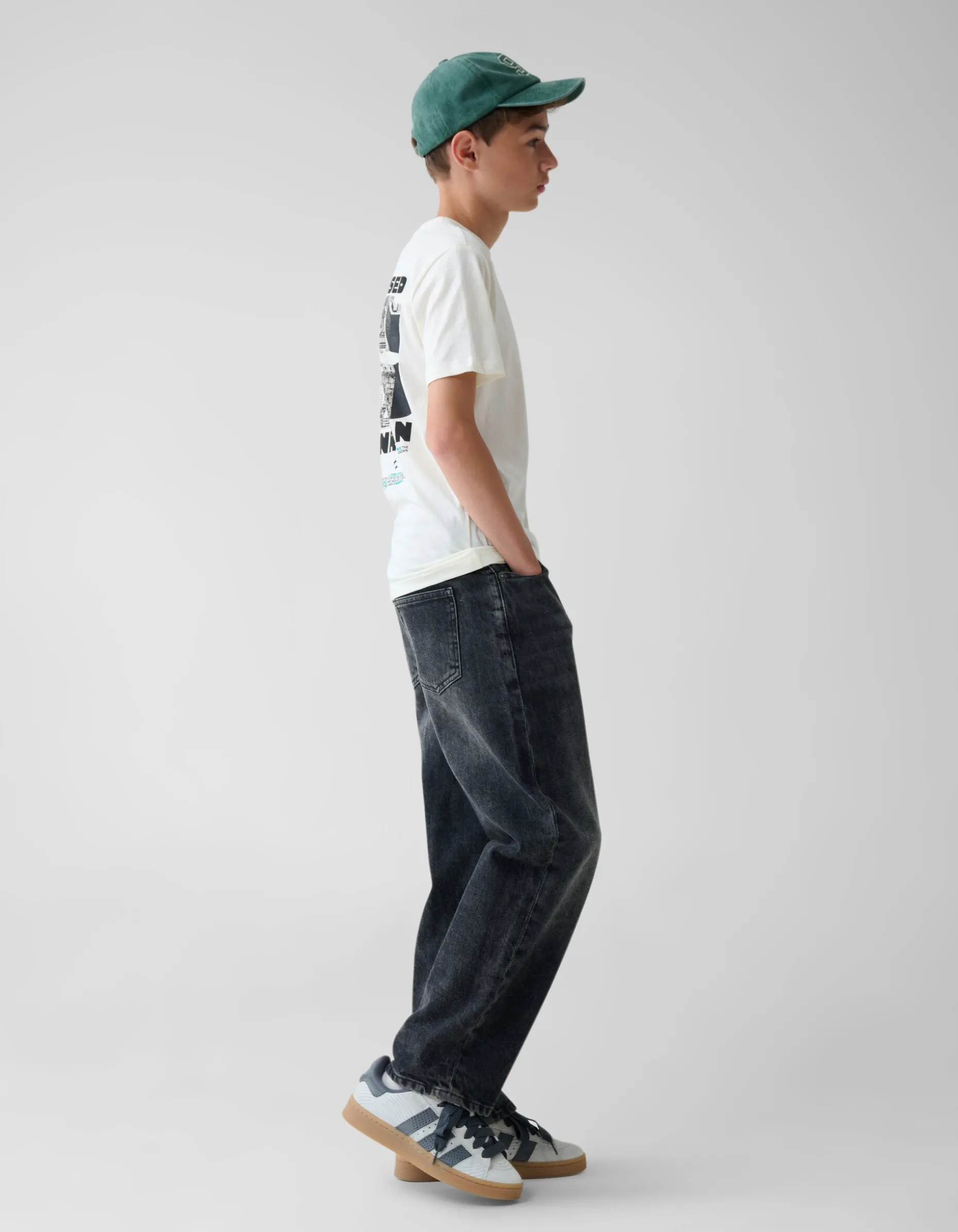 Baggy Fit Jeans Donkergrijs