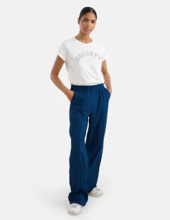 Basic Wide Leg Broek Blauw