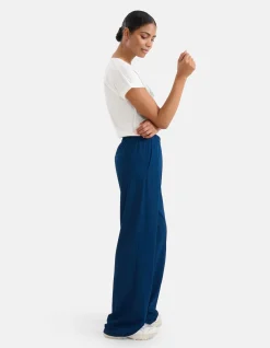 Basic Wide Leg Broek Blauw