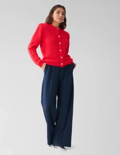 Basic Wide Leg Broek Donkerblauw