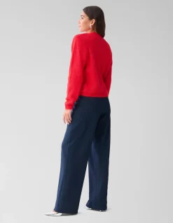 Basic Wide Leg Broek Donkerblauw