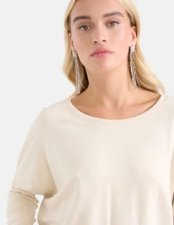 Basis Oversized Top Gebroken Wit