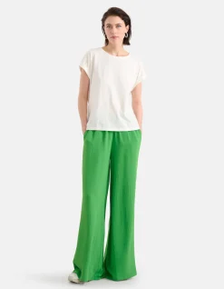 Basis Turn Up Sleeve T-shirt Gebroken Wit