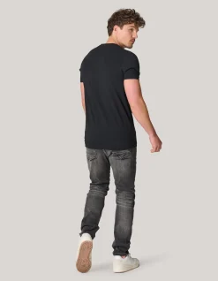 Basis V-hals T-shirt Zwart