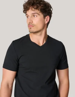 Basis V-hals T-shirt Zwart