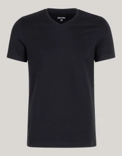 Basis V-hals T-shirt Zwart