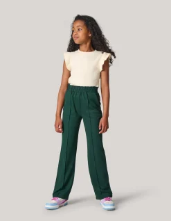 Basis Wide Leg Broek Donkergroen