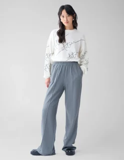 Basis Wide Leg Broek Grijs