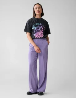 Basis Wide Leg Broek Paars