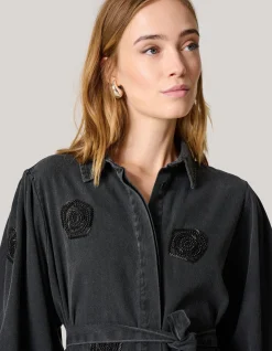 Beaded Flower Blouse Donkergrijs