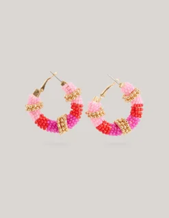 Beaded Hoop Oorbellen Roze