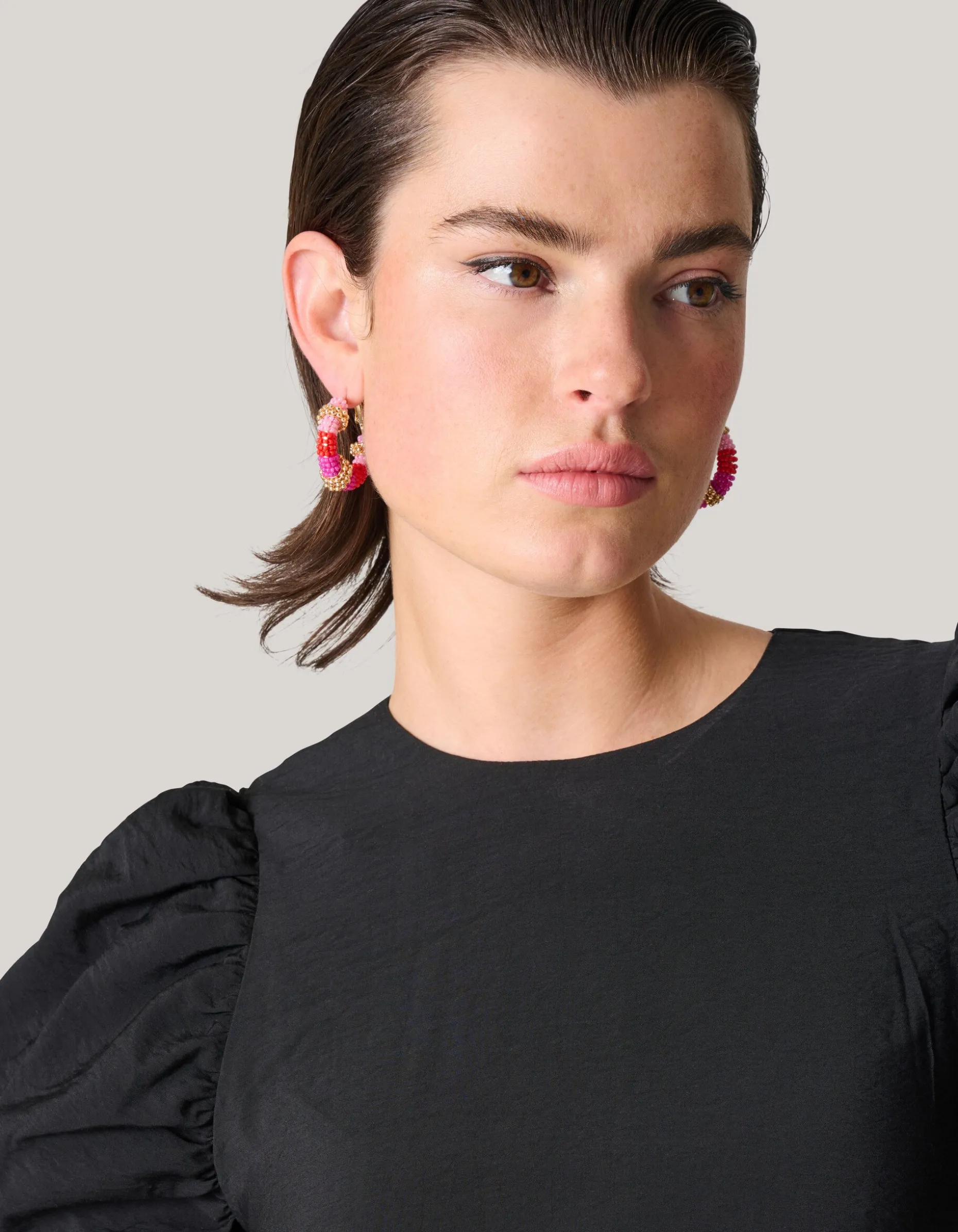 Beaded Hoop Oorbellen Roze