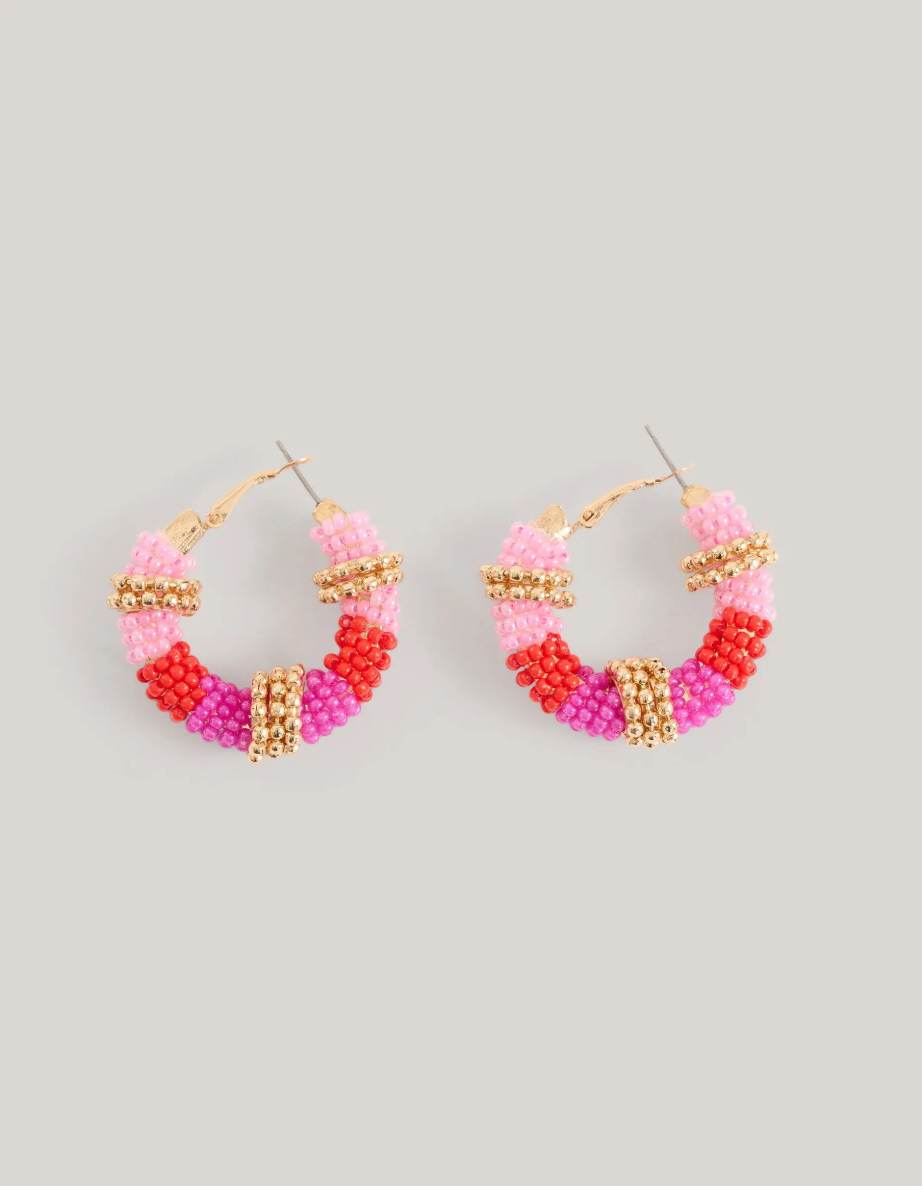 Beaded Hoop Oorbellen Roze