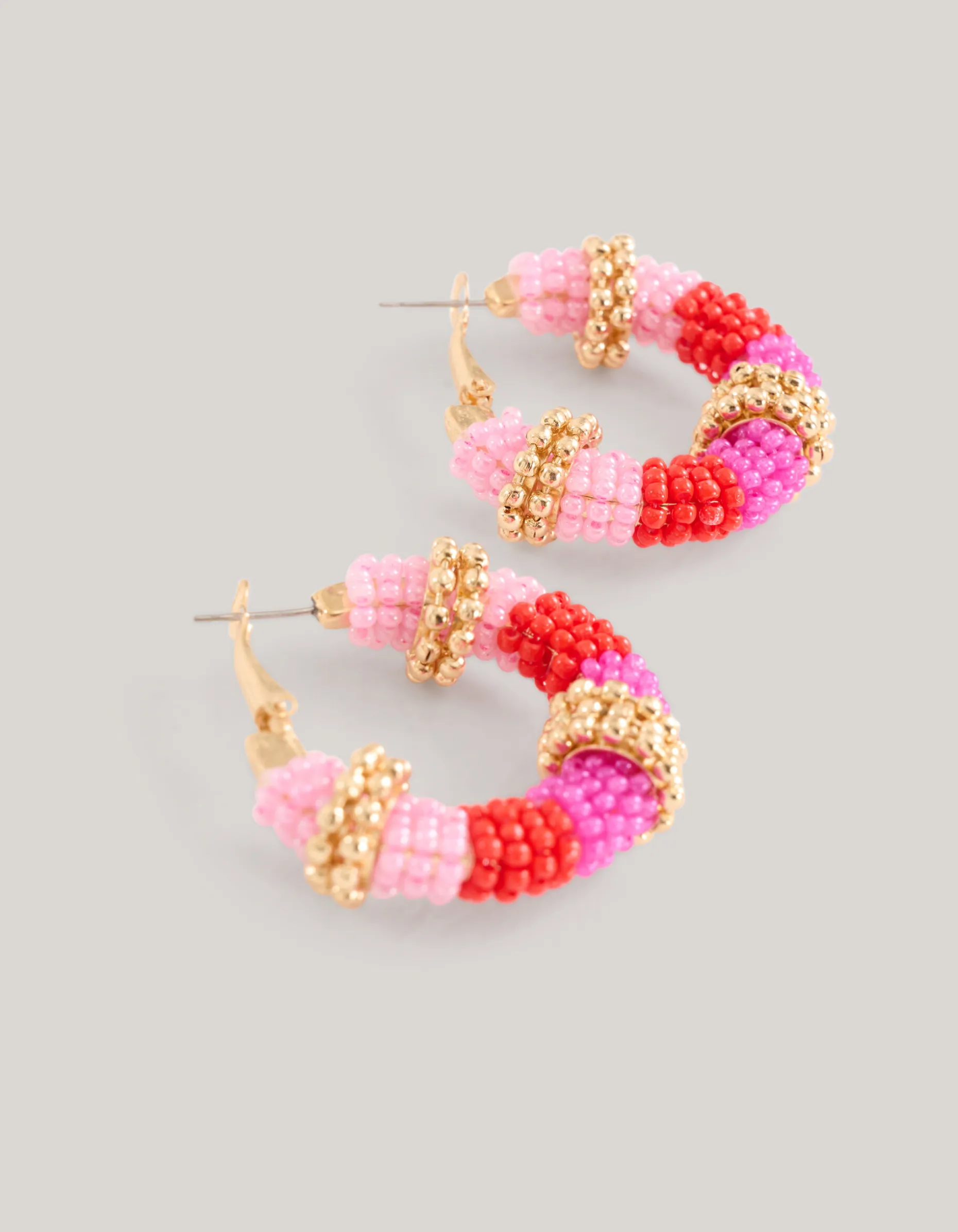 Beaded Hoop Oorbellen Roze