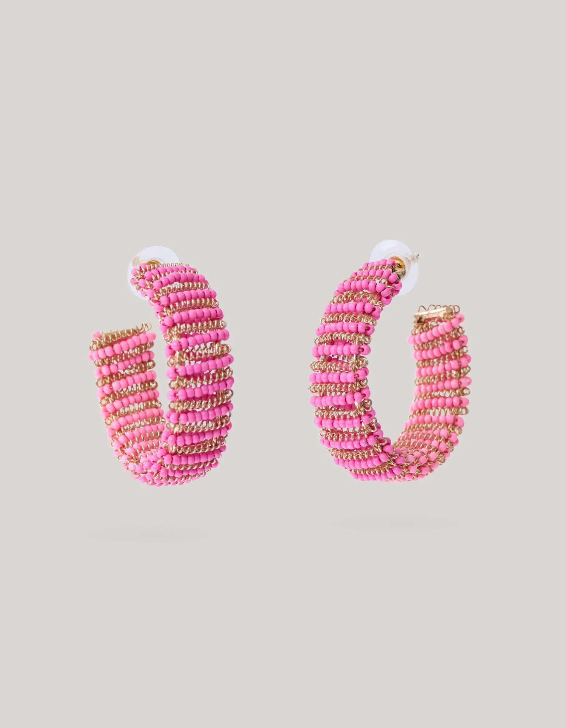 Beaded Hoop Oorbellen Roze