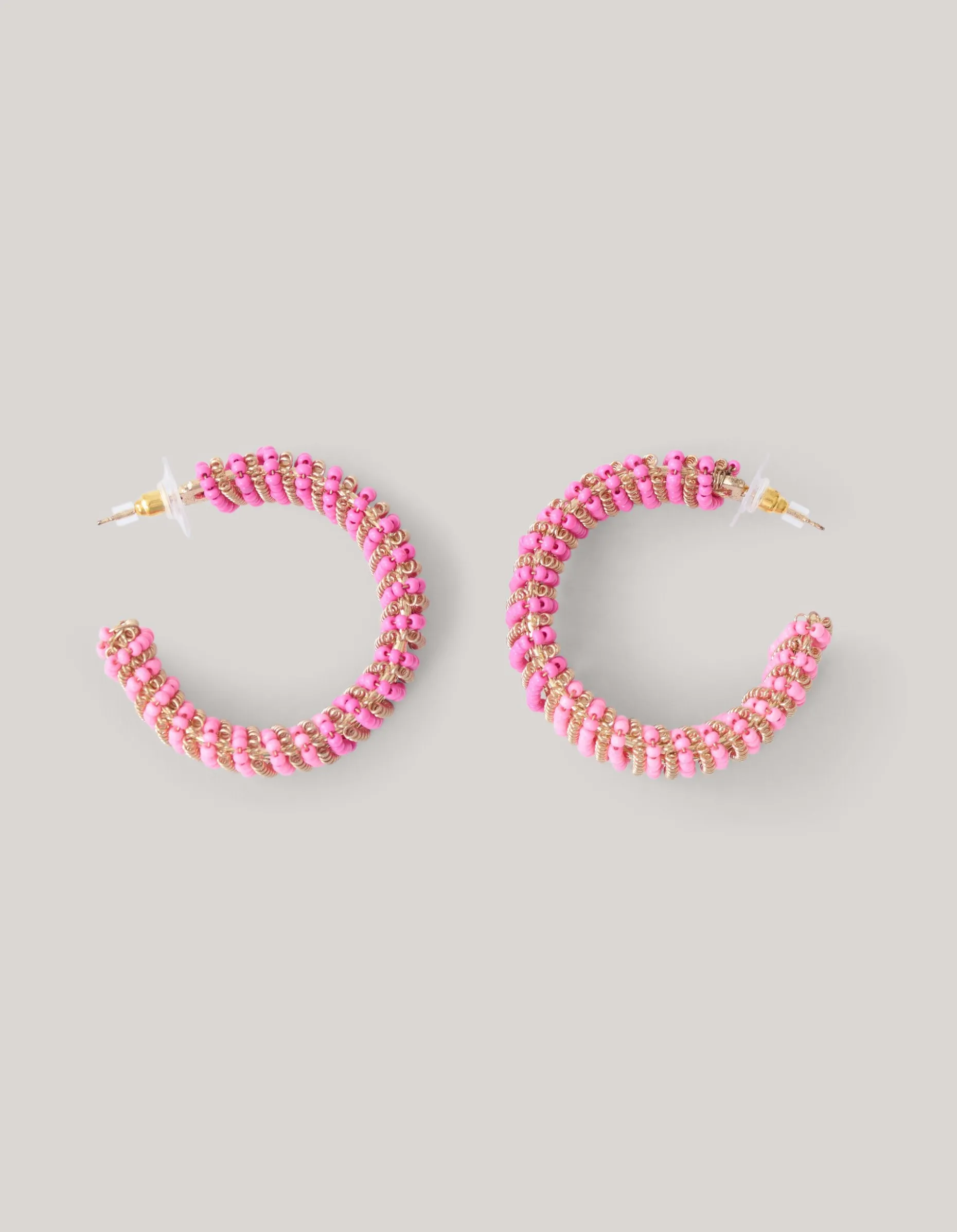 Beaded Hoop Oorbellen Roze